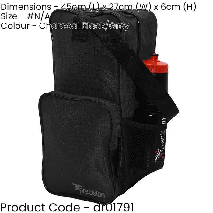 48x30x20cm Sports Shoe/Boot Bag - BLACK/GREY - Football Rugby Rip Stop Gym Carry