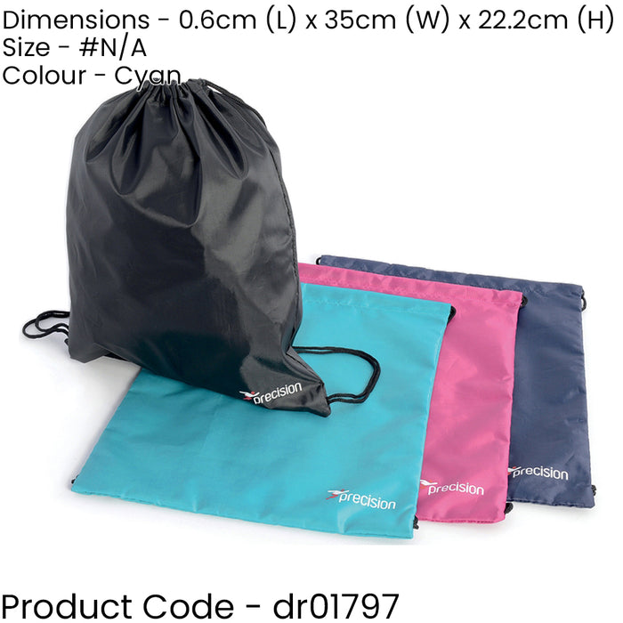 34x43cm Drawstring PE Gym Bag - CYAN - Wet & Dry Kit School Gymsack Back Pack