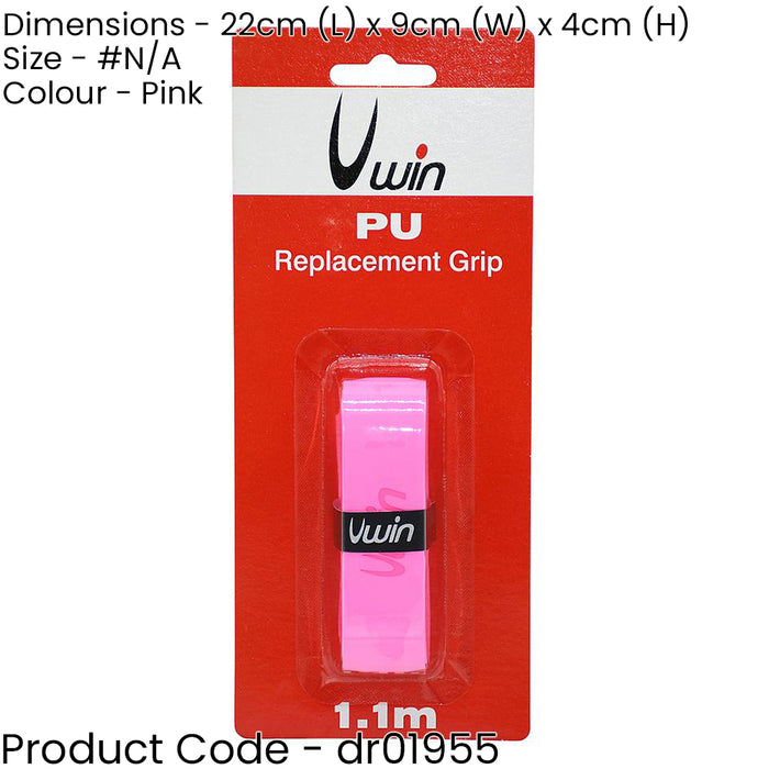 1.8mm x 1.1m PINK PU Comfort Grip - Tennis Badminton Squash Racket Replacement