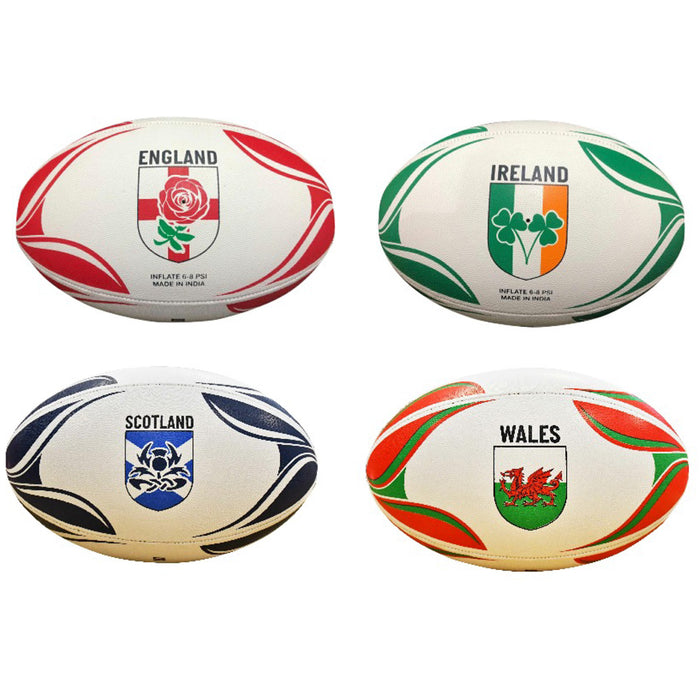 Size 5 SCOTLAND Rugby Ball - 4 Panel All Weather Rubber Rimple Stitched Ball