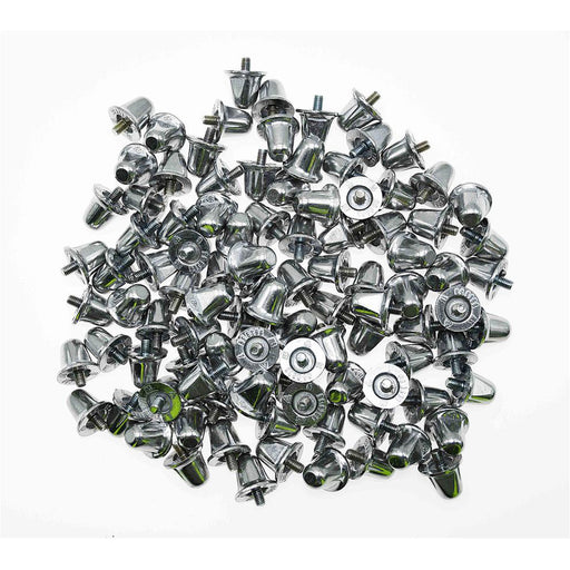 100 PACK 15mm Alloy Rugby Union Boot Studs - Screw-in Silver Grass Shoe Grips
