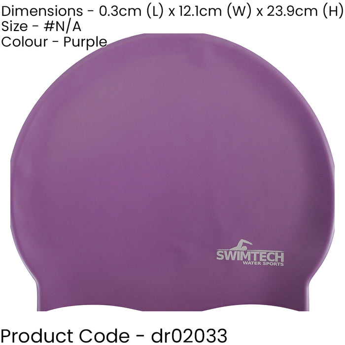 ONE SIZE Silicone Swim Cap - PURPLE - Comfort Fit Unisex Swimming Hair Hat