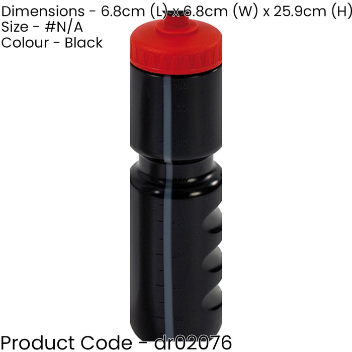 750ml Pull Top Sports Water Bottle - BLACK - Gym Training Bicycle Screw Lid