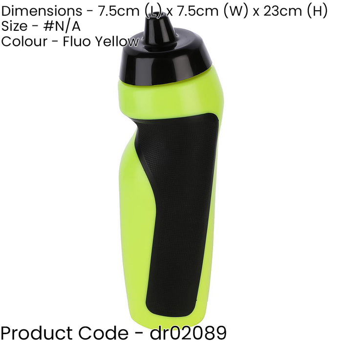 600ml Sports Top Water Bottle - FLUO YELLOW - Gym Training Bicycle Screw Lid