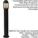 Outdoor IP44 Bollard Light Matt Black 1000mm Lamp Post Garden Driveway Patio Loops