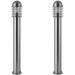 2 PACK 1m Outdoor Post Bollard Light Polished Steel Vandal Proof Pathway Lamp Loops