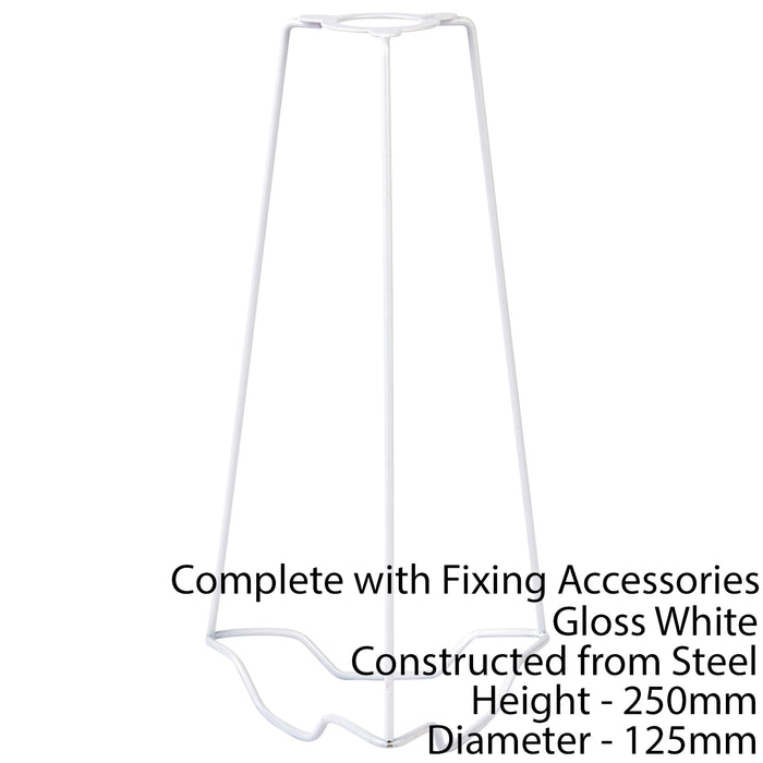 9" Lamp Shade Carrier Holder Fits 25mm Bulb Lamps White Steel Fixing Adapter Kit Loops