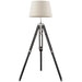 Adjustable Tripod Floor Lamp Dark Wood Standing Height Living Room Light Base Loops