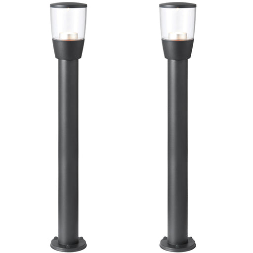 2 PACK Outdoor Post Bollard Light Anthracite 1m LED Garden Driveway Path Lamp Loops
