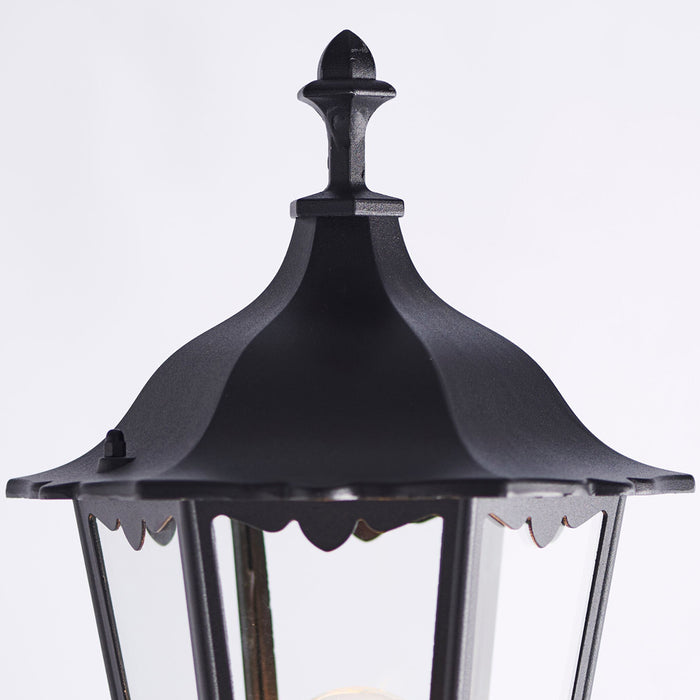2 PACK Outdoor Post Lantern Bollard Light Matt Black & Glass 2180mm Tall Lamp Loops