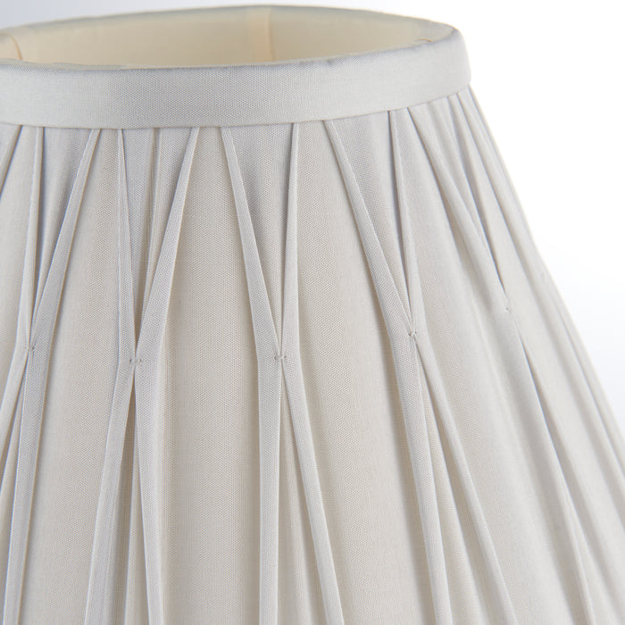 Tapered Cylinder Lamp Shade - Silver Silk - 40W B22 - 8 Inch Pleated Design Loops
