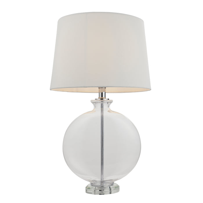 Table Lamp - Clear Glass & Nickel Plate - 60W E27 - Bedside Light Base & Shade Loops