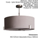 Ceiling Pendant Light Satin Nickel Plate & Slate Grey Fabric 3 x 10W LED E27 Loops