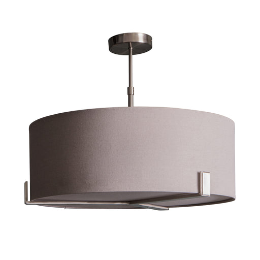 Ceiling Pendant Light Satin Nickel Plate & Slate Grey Fabric 3 x 10W LED E27 Loops