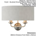 Wall Light - Brushed Chrome Plate & Natural Linen - 2 x 40W E14 - Dimmable Loops