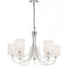 7 Bulb Ceiling Pendant Lamp & 2x Matching Twin Wall Light Chrome & White Shade Loops