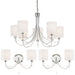 7 Bulb Ceiling Pendant Lamp & 2x Matching Twin Wall Light Chrome & White Shade Loops