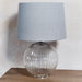 Table Lamp Clear Ribbed Glass & Charcoal Linen 40W E27 GLS Base & Shade Loops