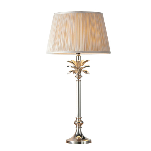 Table Lamp Polished Nickel Plate & Oyster Silk 60W E27 Base & Shade e10379 Loops