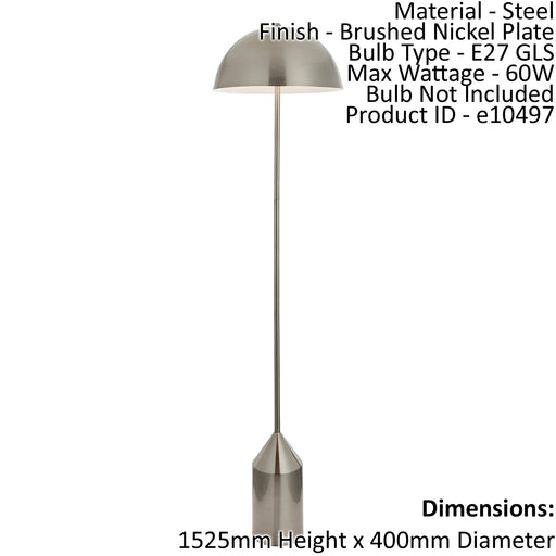Floor Lamp Light Brushed Nickel Plate 60W E27 Complete Standing Lamp Loops