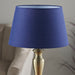 Table Lamp Antique Brass Plate & Navy Cotton 60W E27 Base & Shade e10349 Loops