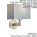 Wall Light & Shade Matt Nickel & Grey Fabric 60W E27 Living Room e10656 Loops
