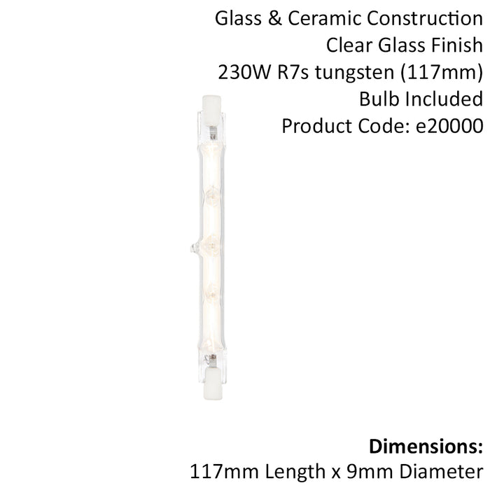 117mm Linear R7s Eco Halogen Lamp - Dimmable - 3000k Warm White - 4645 Lumens