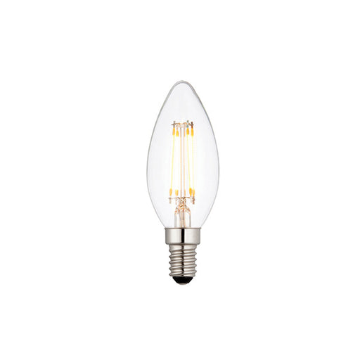 LED Filament Lamp Bulb 4W Candle Shaped E14 LED Clear Glass 2700k Warm White