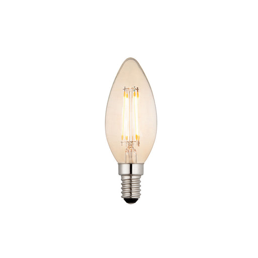 LED Filament Lamp Bulb 4W Candle Shaped E14 LED Amber Tinted Glass Warm White