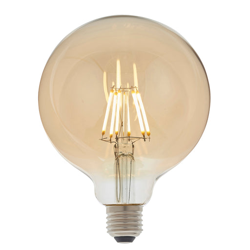 LED Filament Lamp Bulb Dimmable 6W E27 LED 125mm Amber Tinted Glass Globe