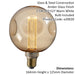 Amber Tinted Dimple Glass E27 LED Lamp - 2.5W Light Bulb 120 Lumens - Warm White