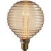 Amber Tinted Ribbed Glass Lamp - 2.5W E27 LED Light Bulb - 1800k Warm White