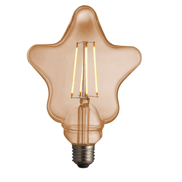 LED Filament Lamp Bulb 4W Star Shape E27 LED Amber Tinted Glass Warm White