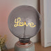Decorative E27 LED Filament Bulb - LOVE Upwards Facing Lamp - Smoke Tinted Glass