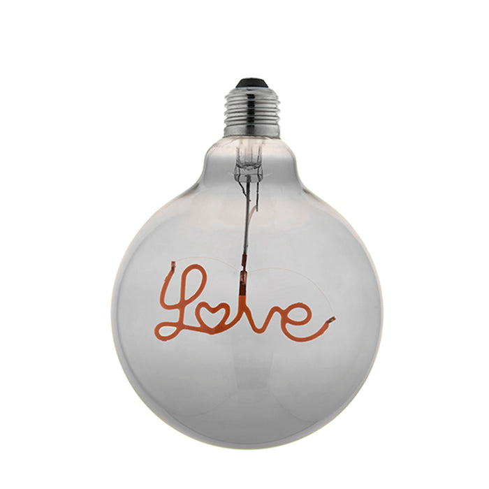 Decorative E27 LED Filament Bulb - LOVE Downwards Facing Lamp - Tinted Glass