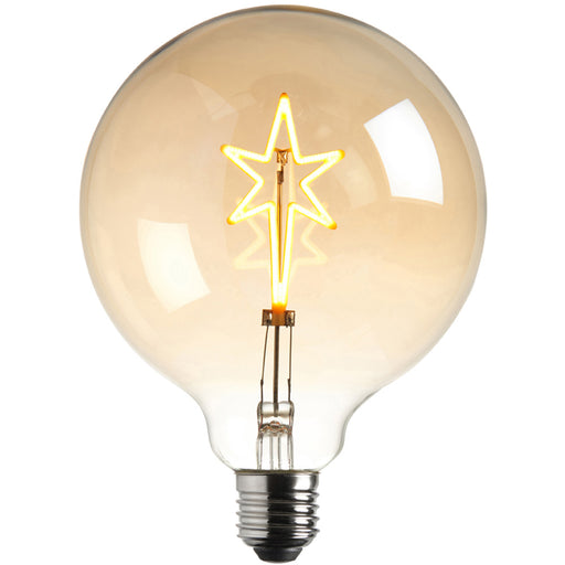 2W E27 Globe Shaped LED Lamp - STAR LED Filament Amber Tinted Glass Light Bulb