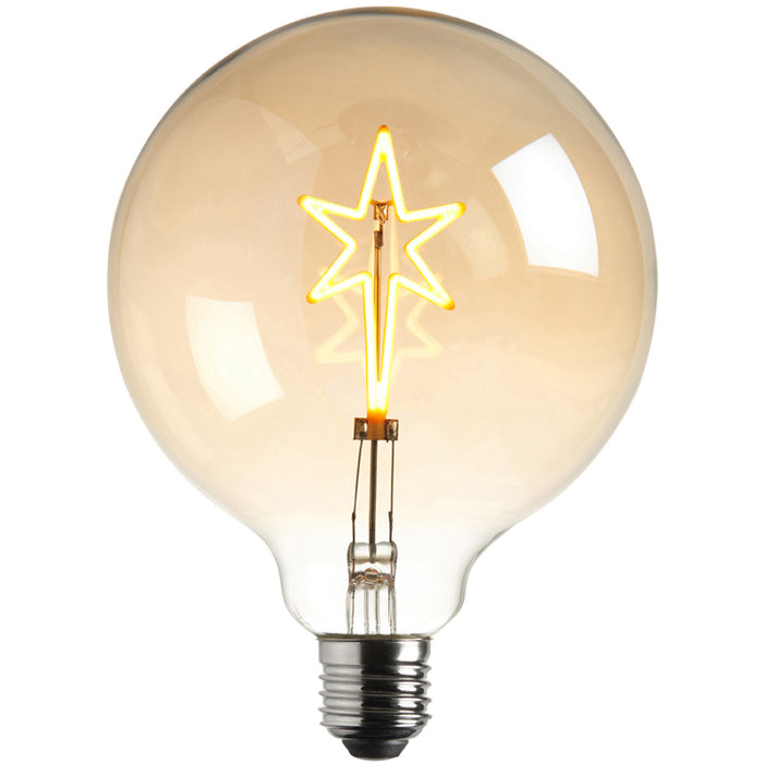 2W E27 Globe Shaped LED Lamp - STAR LED Filament Amber Tinted Glass Light Bulb