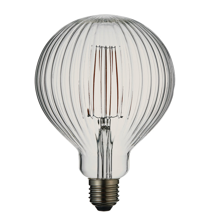 LED Filament Lamp Bulb 4W E27 LED Clear Ribbed Glass Globe 2200k Warm White