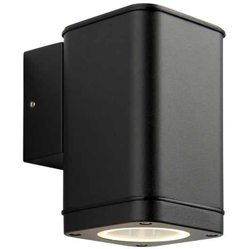 Non Automatic Outdoor Wall Light - Textured Black & Glass - Exterior Downlight