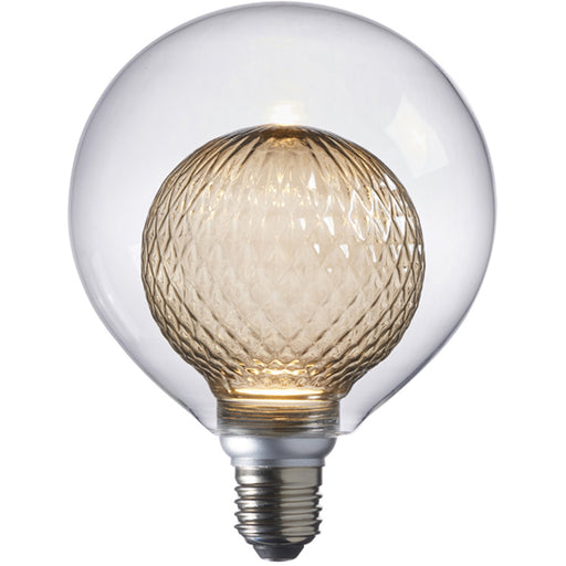 3W Clear Glass E27 Light Bulb - Tinted Grey Inner Glass Shade - Anti Glare LED