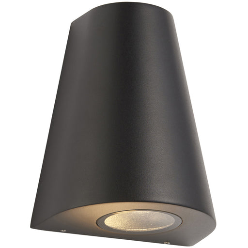 Modern Outdoor Wall Downlight - Textured Black & Glass Diffuser - IP44 Rated