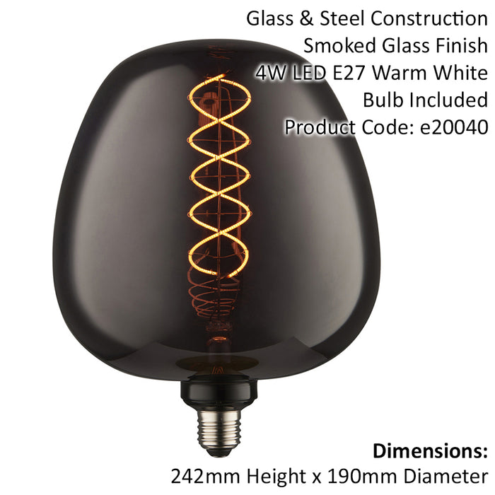 4W E27 Filament Lamp - Decorative Smoked Tinted Glass Light Bulb - Warm White