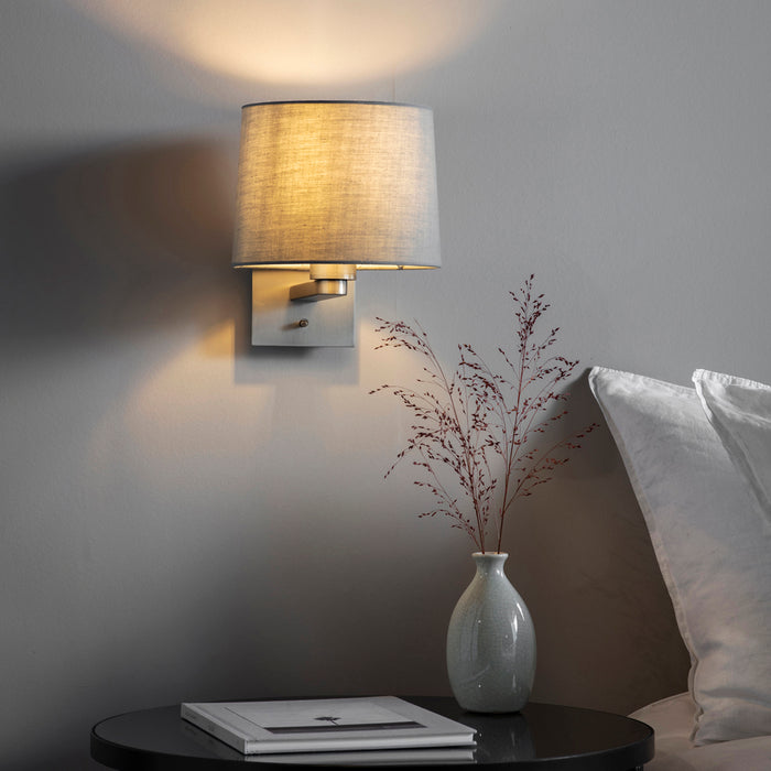 Indoor Wall Light Fitting - Matt Nickel Plate - Square Wall Plate Modern Sconce