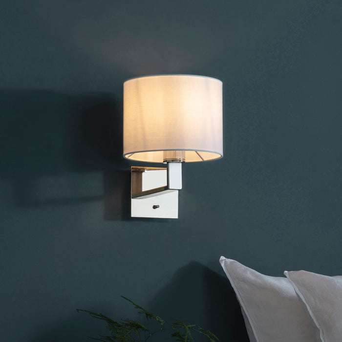 Indoor Wall Light Fitting - Polished Chrome - Square Wall Plate - Modern Sconce
