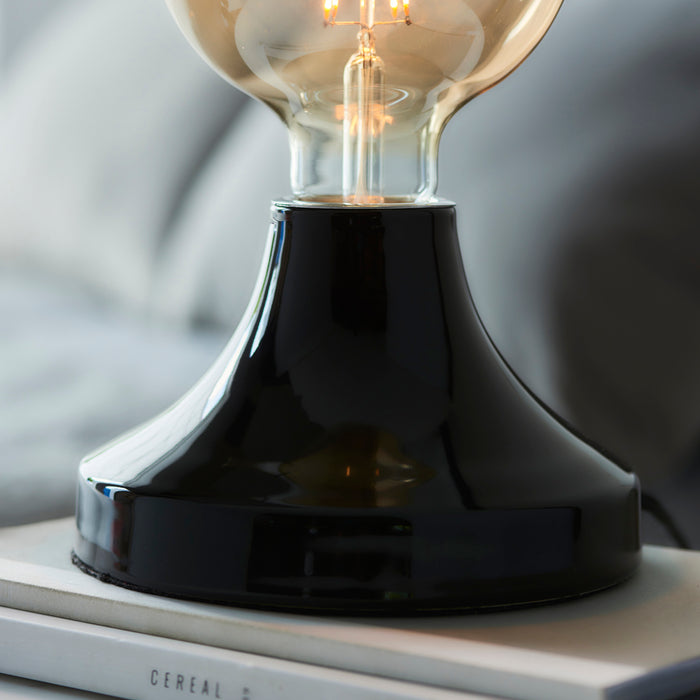 Gloss Black Ceramic Table Lamp Light Fitting - Minimalistic Bulb Holder Design
