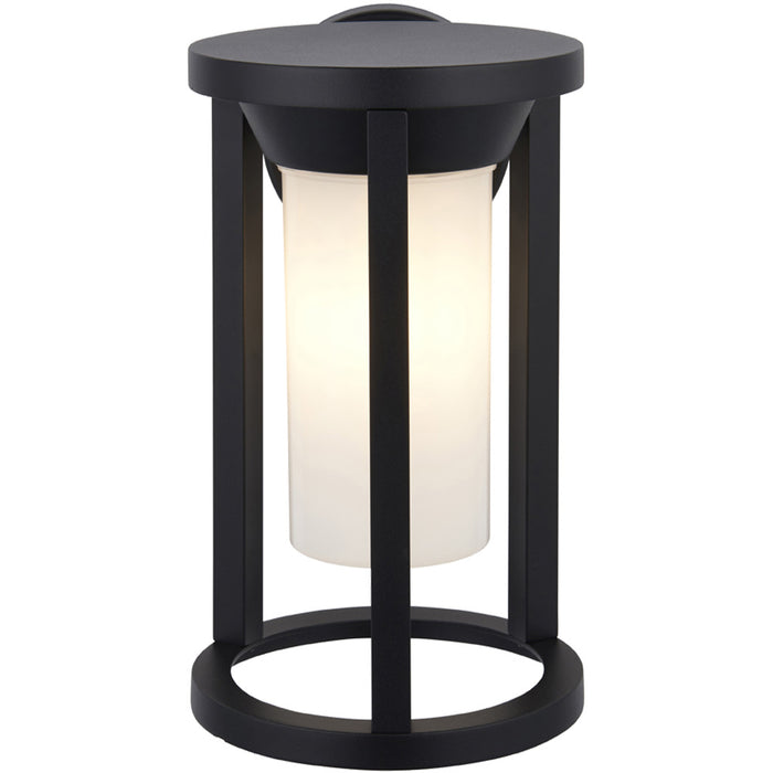 Non Automatic Outdoor Wall Light - Textured Black & White Polycarbonate Shade