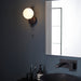 Matt Black Contemporary Bathroom Wall Light & Opal Sphere Glass Shade IP44 Rated