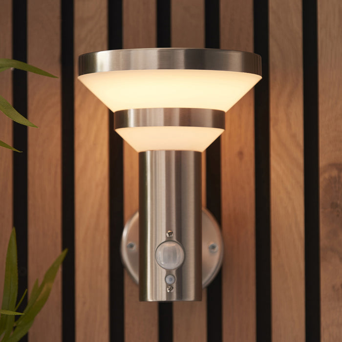 Modern Solar Powered Wall Light with PIR & Photocell Automatic Outdoor Lighting