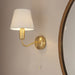Bathroom Wall Light Fitting - Satin Brass Plate & Ivory Fabric Shade - Modern