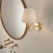 Bathroom Wall Light Fitting - Satin Brass Plate & Ivory Fabric Shade - Modern